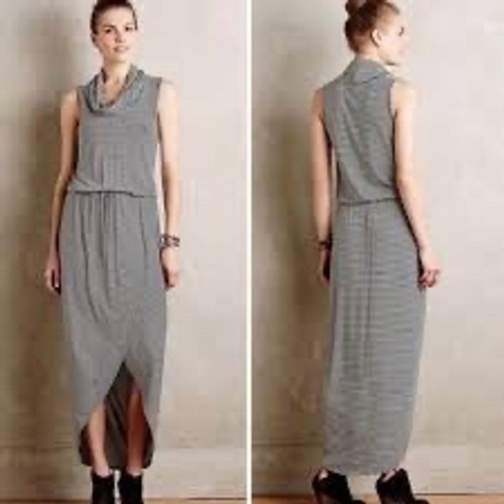 Dolan Left Coast Collection Striped Cowl Neck Maxi Dress Black White Small